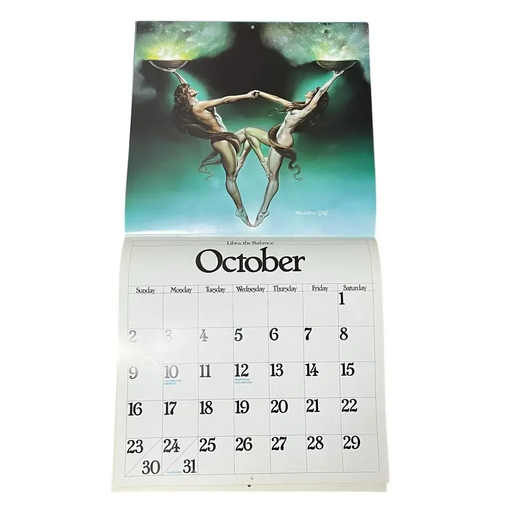 1988 Boris Vallejo Fantasy Zodiac Calendar same dates again in leap year 2044